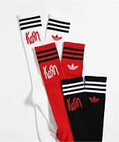 adidas x Korn Red, Black & White 3 Pack Crew Socks