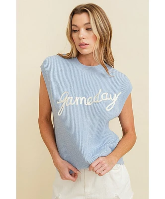 Gameday Embroidered Sleeveless Sweater