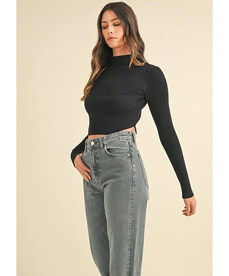 Mae Mock Neck Crop Sweater