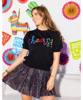 Queen of Sparkles - Multi Cheers Glitter Script SS Sweater