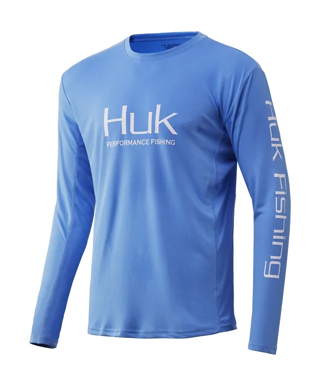 Huk Youth Icon X Refraction Camo Bluefin Small Long Sleeve Fishing Shirt 