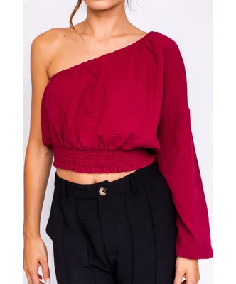 Falling For You One Shoulder Crop Top