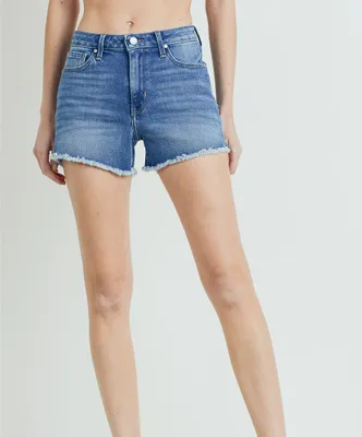 Just USA - High Rise Frayed Shorts With Slit