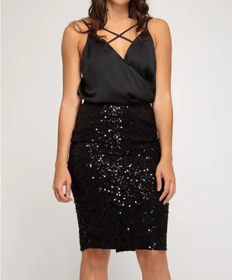 Pop The Champagne Sequin Skirt