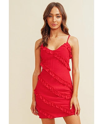 Ragen Ruffle V-Neck Mini Dress