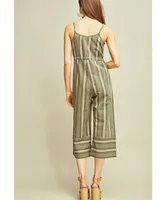 Vertical Stripe Wide-Legged Spaghetti Strap Jumpsuit