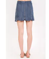 Scallop Hem Denim Skirt