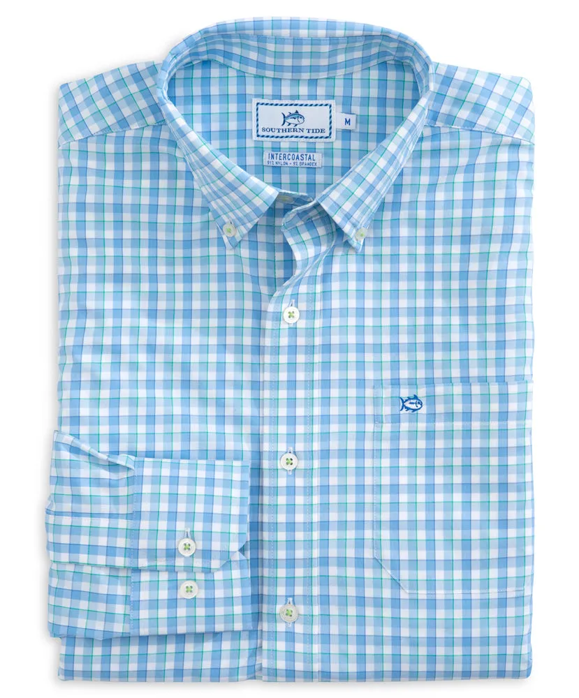 Southern Tide - Market Square Gingham Intercoastal Performance Long Sleeve Shirt