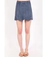 Scallop Hem Denim Skirt