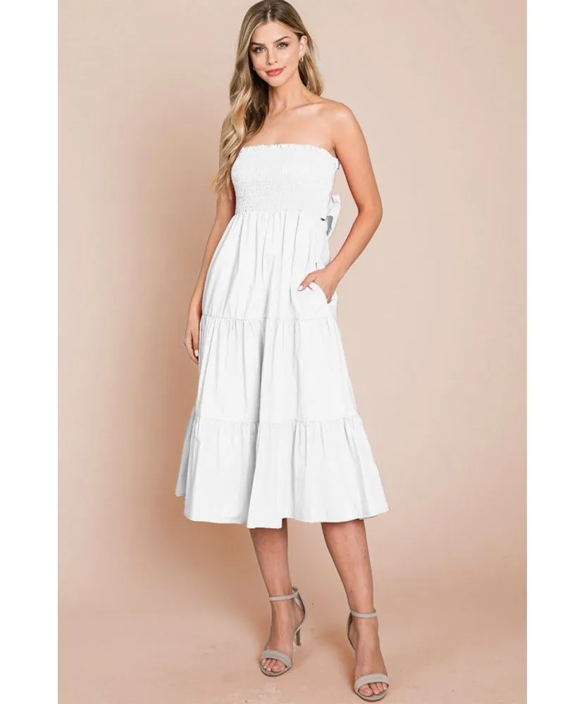 Angel Kiss Poplin Smocked Midi Dress