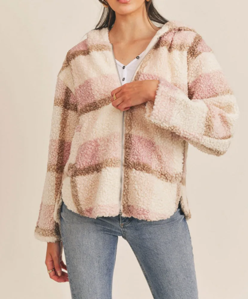 Rock Out Pink Plaid Sherpa Jacket