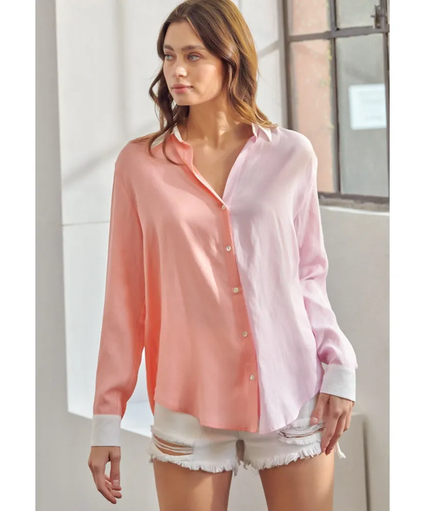 Just Peachy Button Down Top