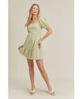 Peppy Puff Sleeve Tiered Mini Dress