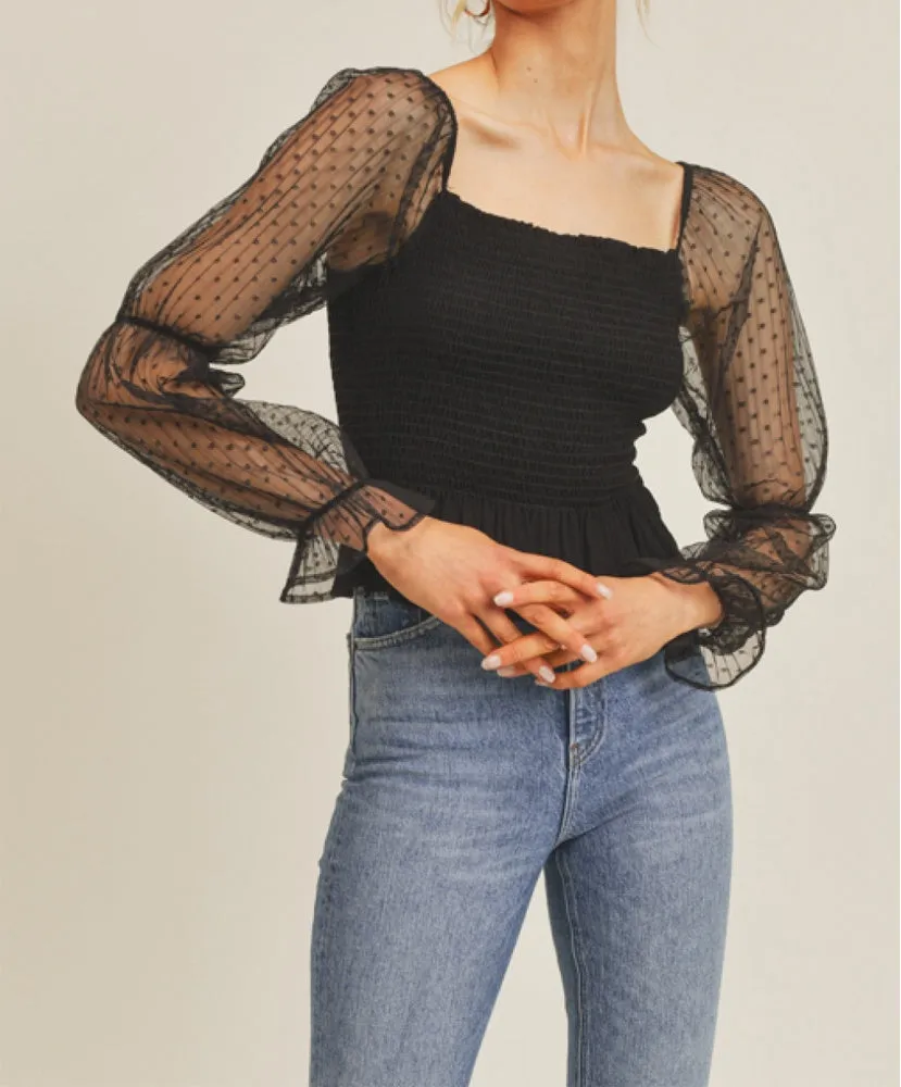 Sassy N Sweet Sheer Sleeve Top