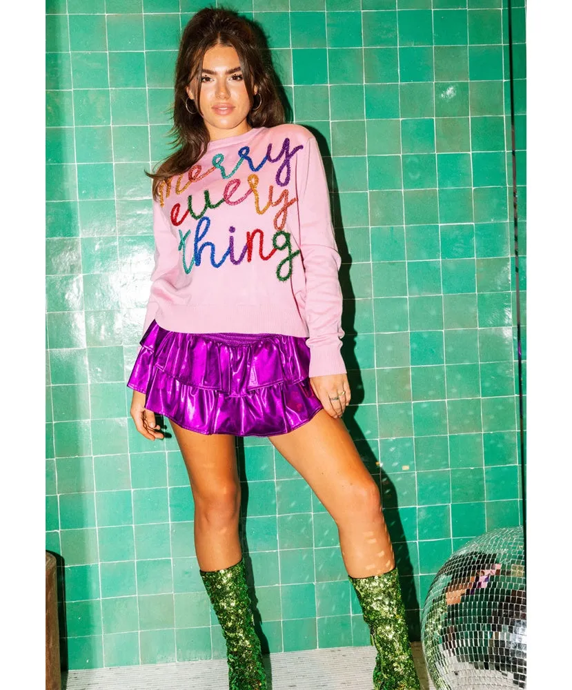 Queen of Sparkles - Merry Everything Glitter Script Sweater