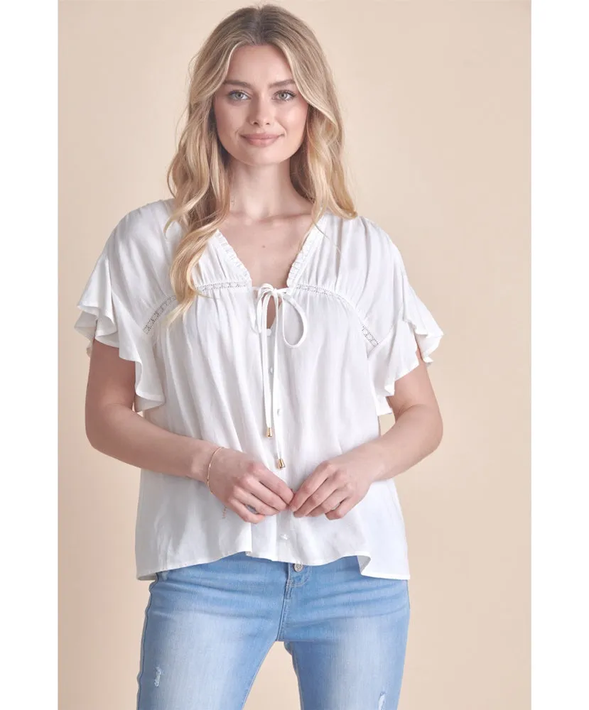 Vitamin Sea Linen Ruffled Blouse