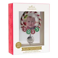 Baby's First Christmas Red and Green 2023 Photo Frame Christmas Ornament, Premium Metal