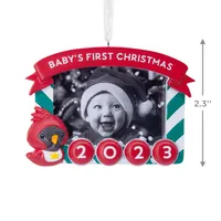 Baby's First Christmas Red Bird 2023 Photo Frame Christmas Ornament
