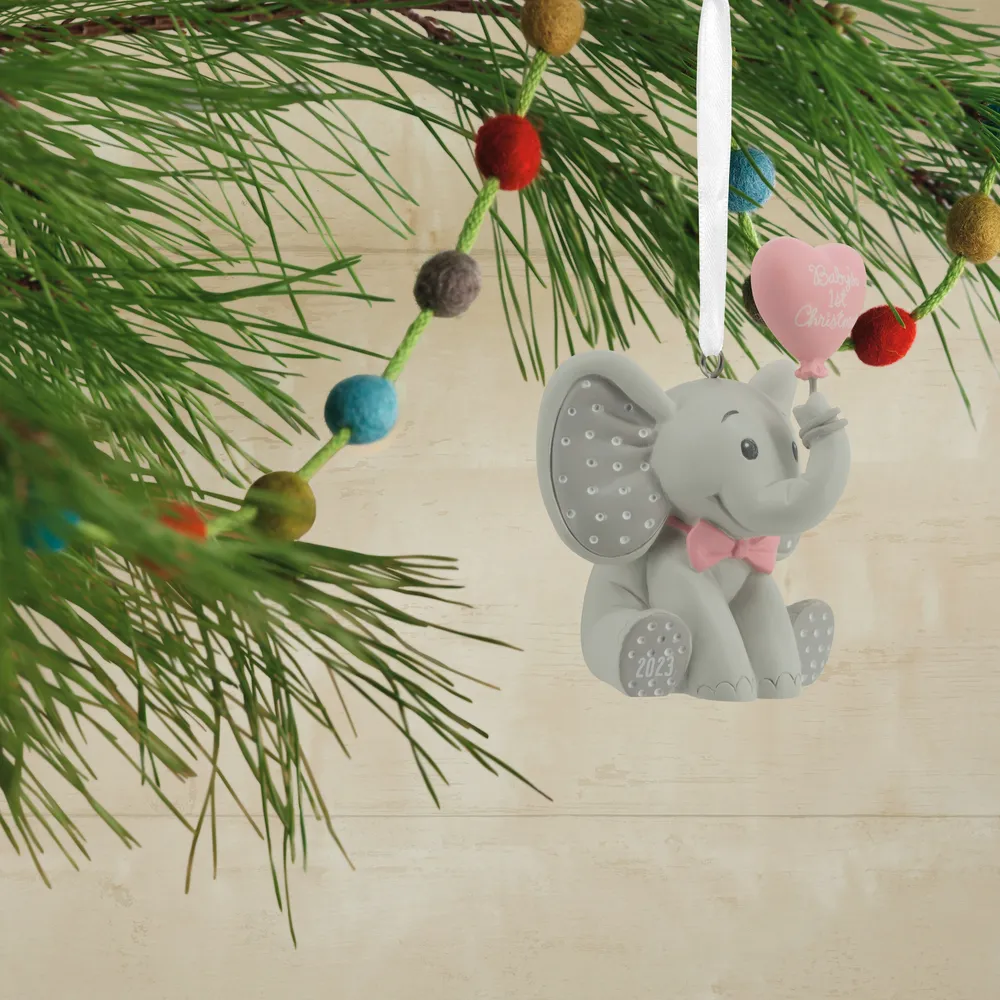 Baby Girl's First Christmas Elephant 2023 Christmas Ornament
