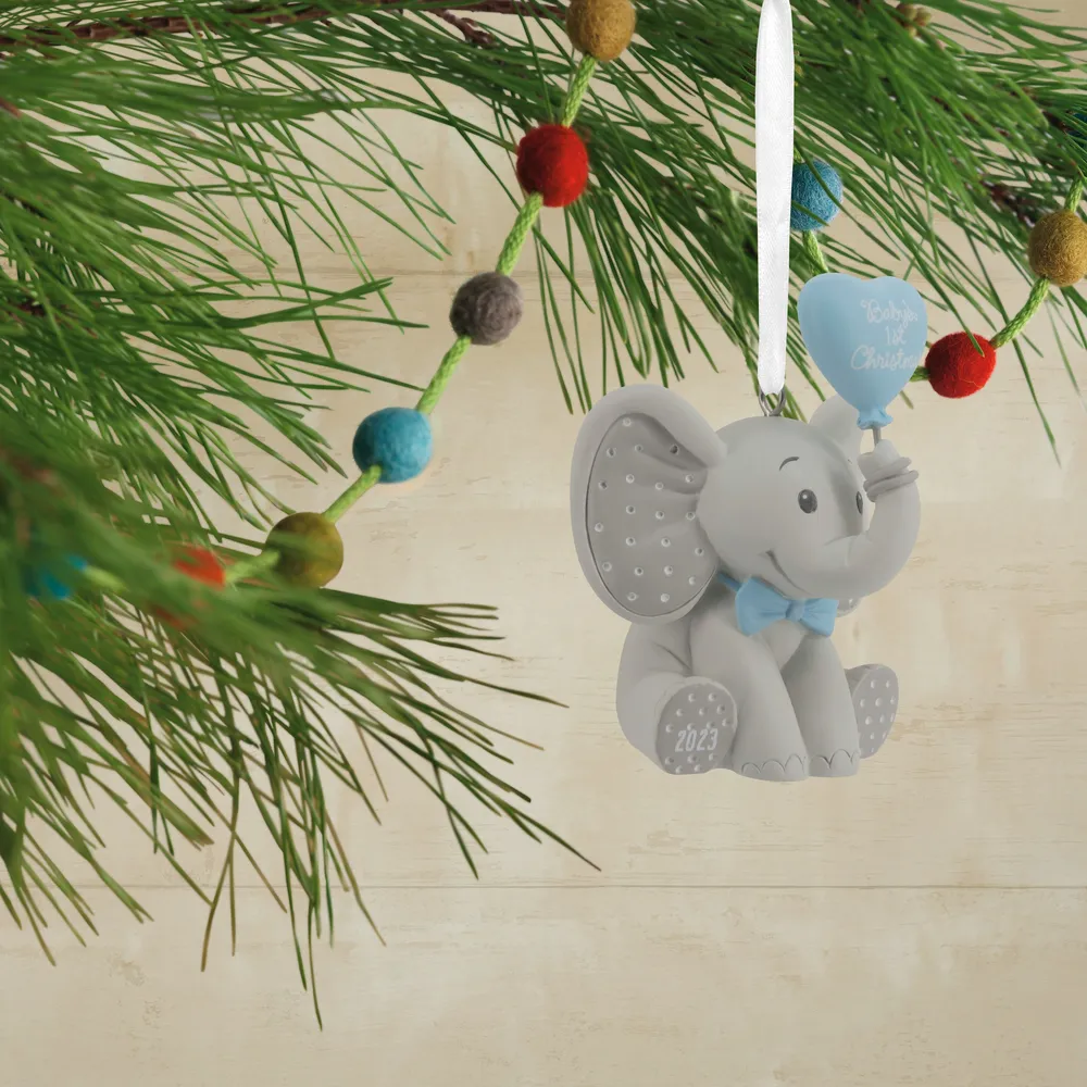 Baby Boy's First Christmas Elephant 2023 Christmas Ornament