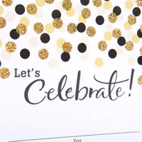 Party Invitations (Let's Celebrate with Gold and Black Dots, Pack of 20)