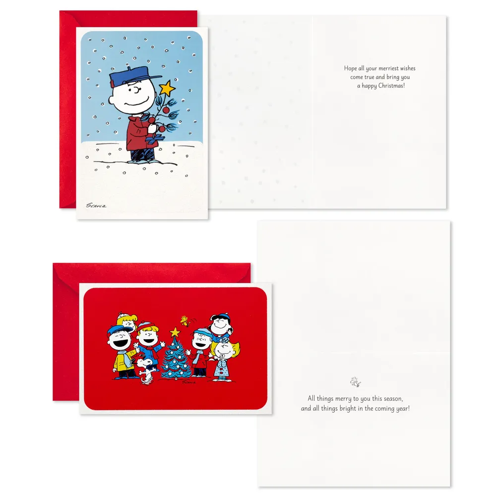 Peanuts Boxed Christmas Cards Assortment, Classic Comics (4 Designs, 16 Cards and Envelopes)