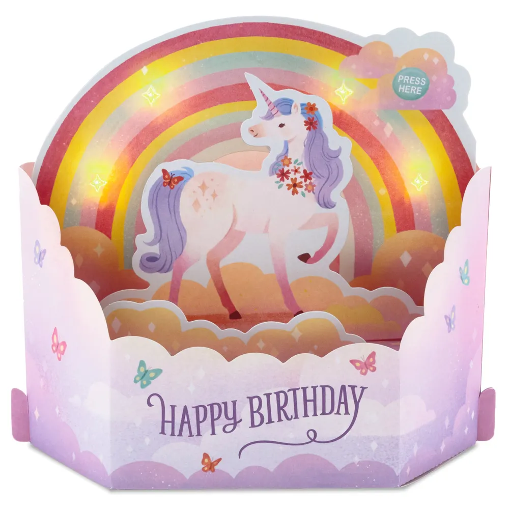 Hallmark Paper Wonder Musical Birthday Pop Up Card (Unicorns and Rainbows)