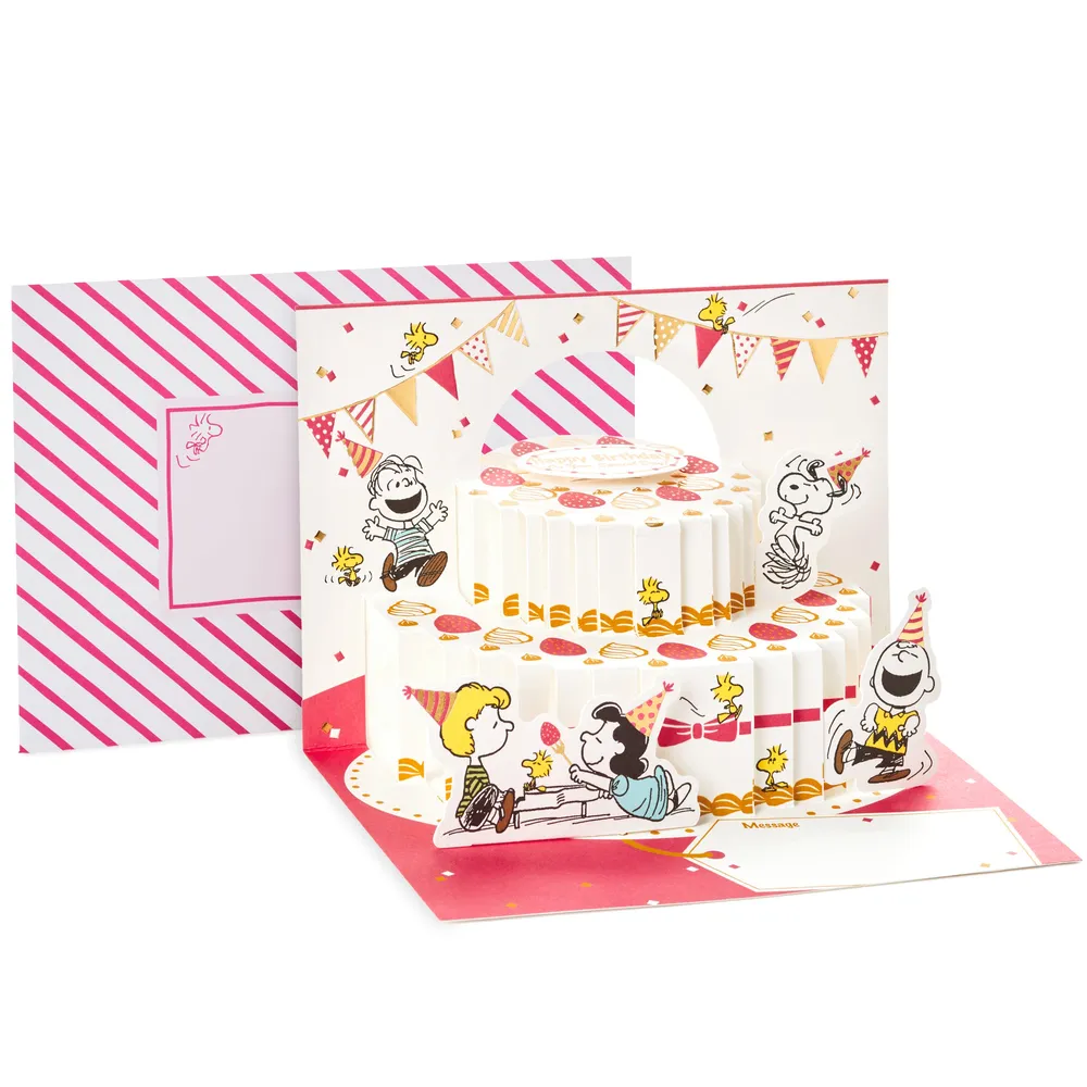 Pop Up Peanuts Birthday Card (Peanuts and Snoopy Cake)