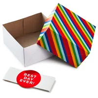 Hallmark Gift Boxes with Wrap Bands, Assorted Sizes (3-Pack: Rainbow Stripes, Dots, Stars) for Birthdays, Weddings, Baby Showers