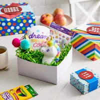 Hallmark Gift Boxes with Wrap Bands, Assorted Sizes (3-Pack: Rainbow Stripes, Dots, Stars) for Birthdays, Weddings, Baby Showers