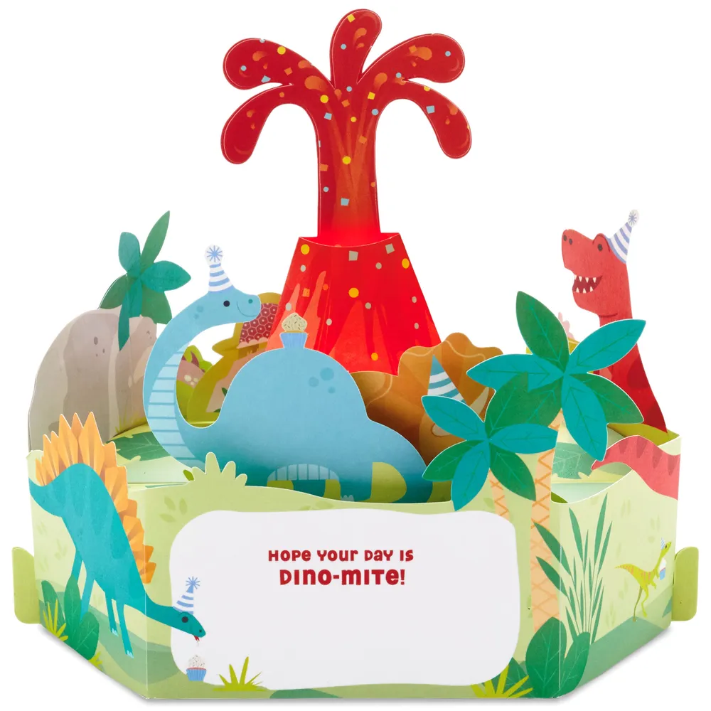 Hallmark Paper Wonder Pop Up Birthday Card for Kids with Sound (Dinosaur, Volcano)