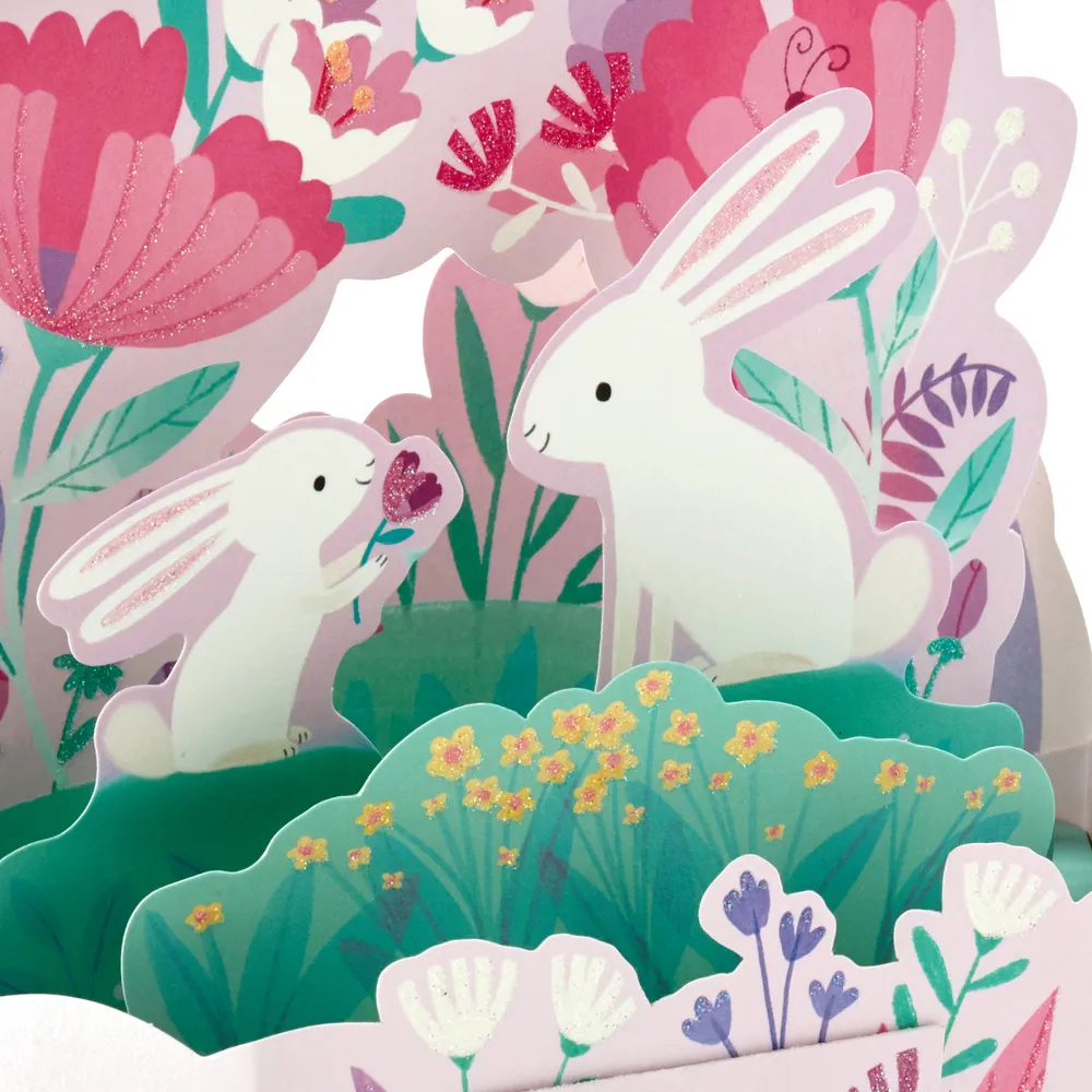 Paper Wonder Displayable Pop Up Birthday Card for Mom or Mothers Day Card (Bunnies)