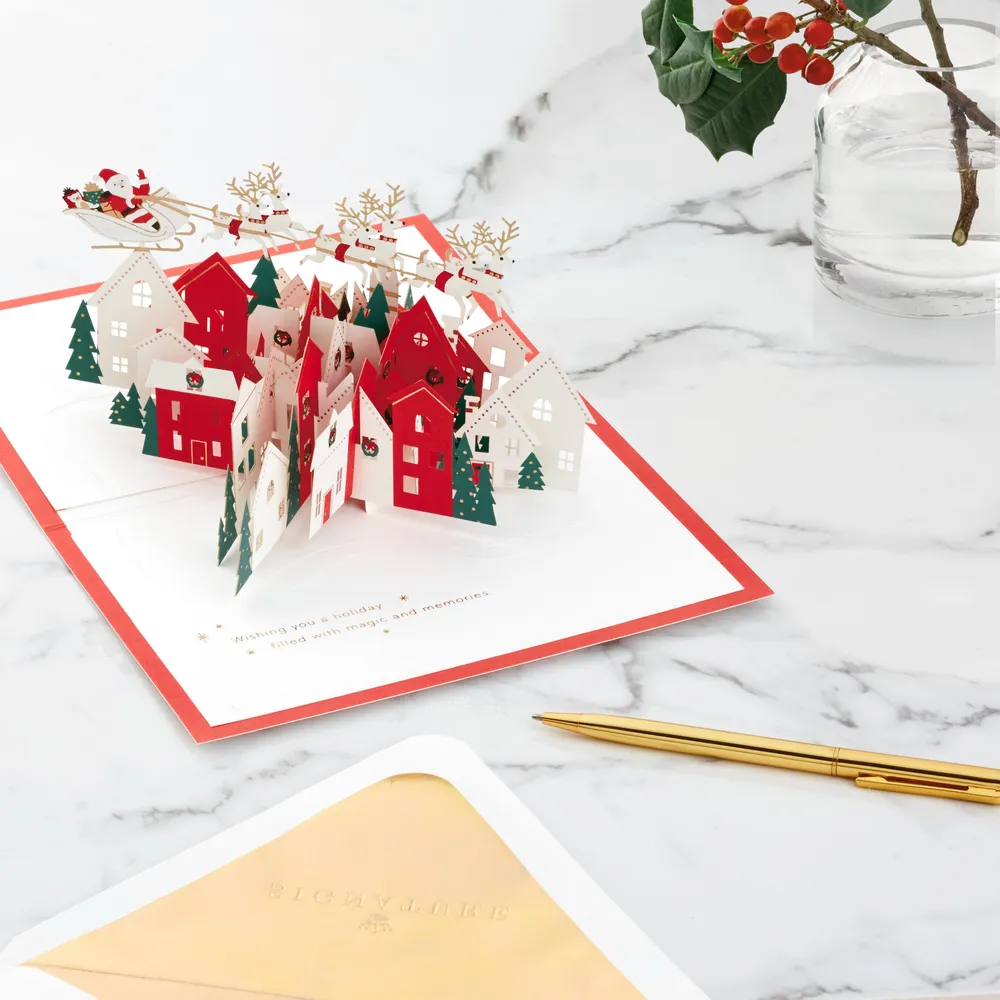 Signature Paper Wonder Pop Up Christmas Card (Santa and His Reindeer)