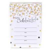 Party Invitations (Let's Celebrate with Gold and Black Dots, Pack of 20)