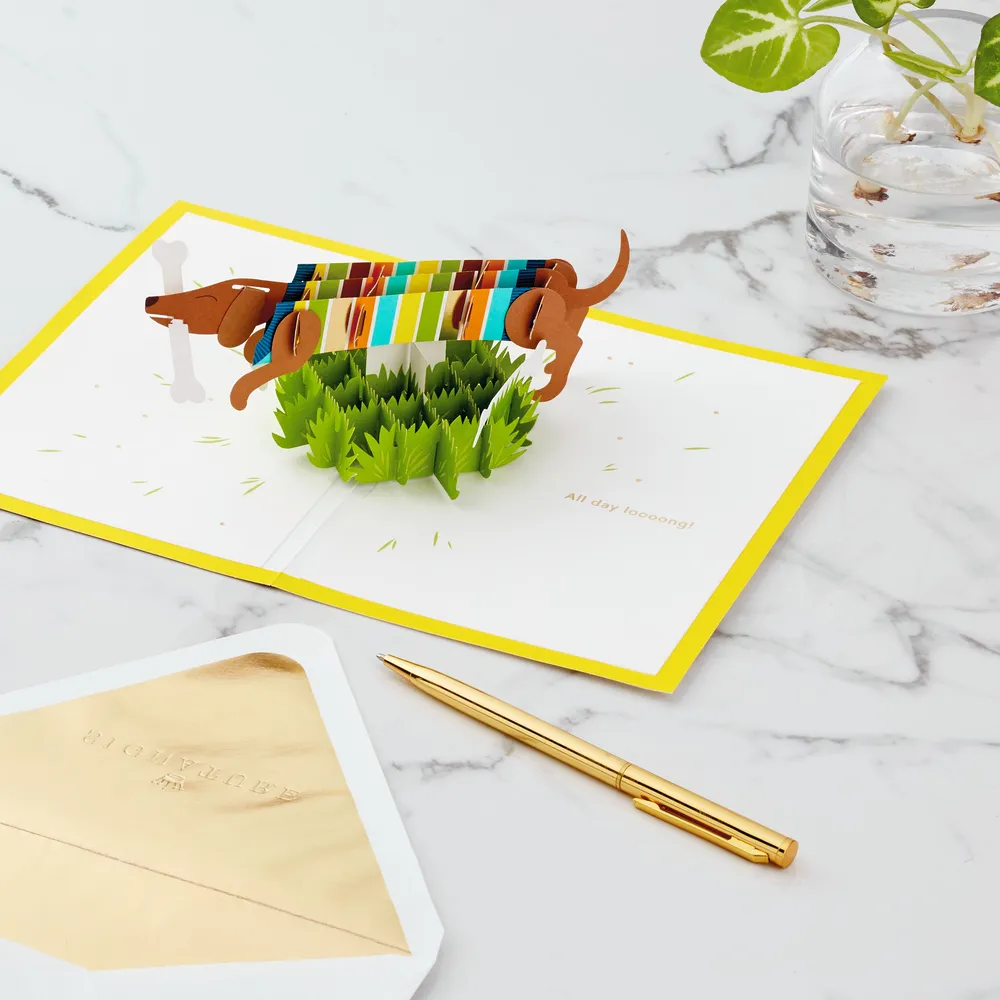 Happy All Day Long Wiener Dog 3D Pop Up Card