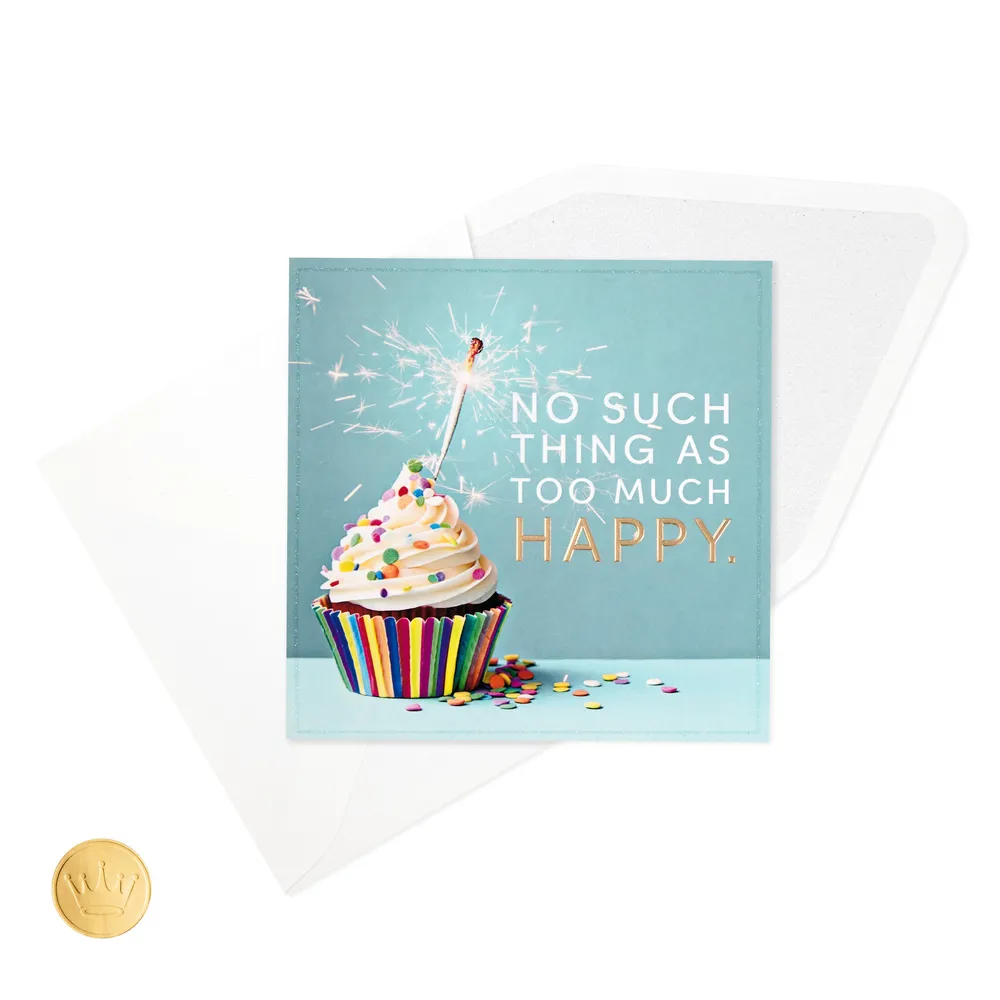 No Such Thing As Too Much Happy Cupcake Birthday Card