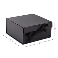 Hallmark Foldable Gift Box Bundle (2 Matching Boxes with Ribbon: Solid Black) for Weddings, Groomsmen Gifts, Engagements, Graduations