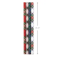 Christmas Wrapping Paper Bundle with Cut Lines on Reverse, Plaid (Pack of 4, 120 sq. ft. ttl)
