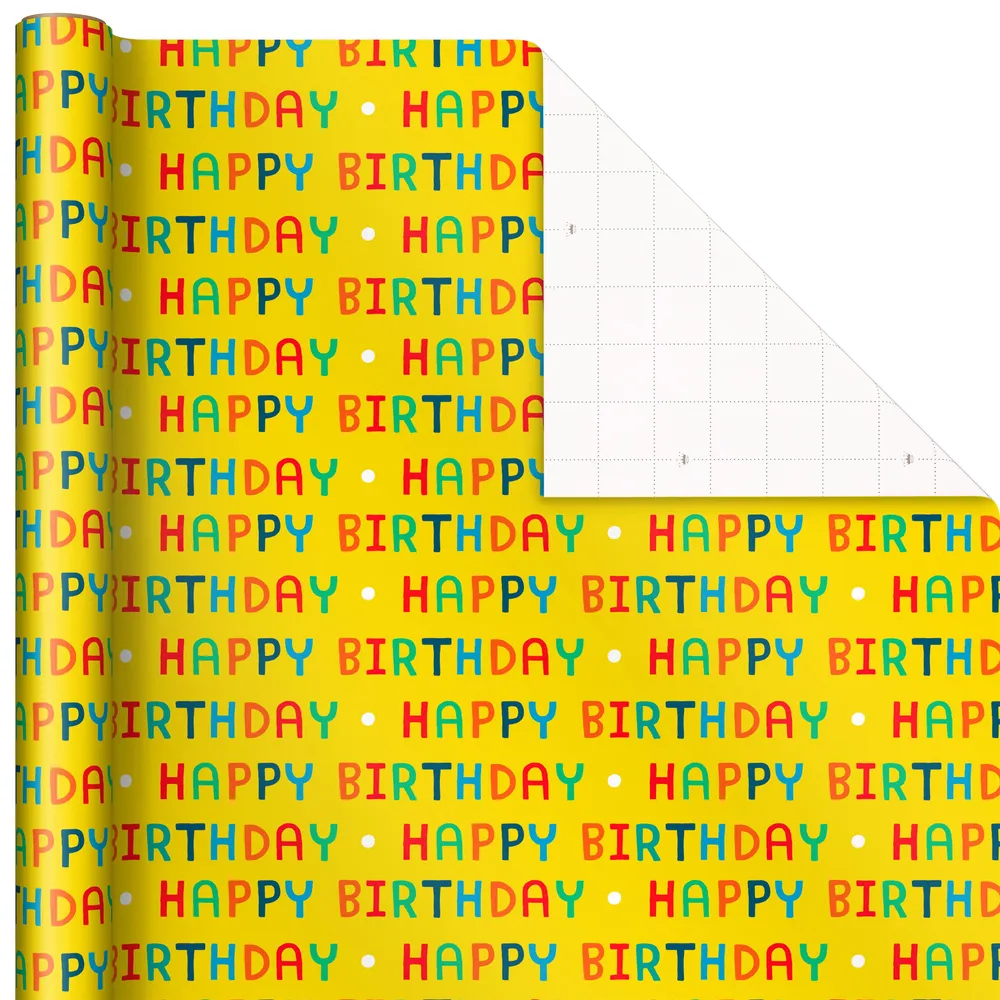 Hallmark All Occasion Wrapping Paper with Kraft on Reverse (3 Rolls: 105 Sq. ft. ttl.) Birthday, Rainbow Stripes, Polka Dots for Parties, Kids
