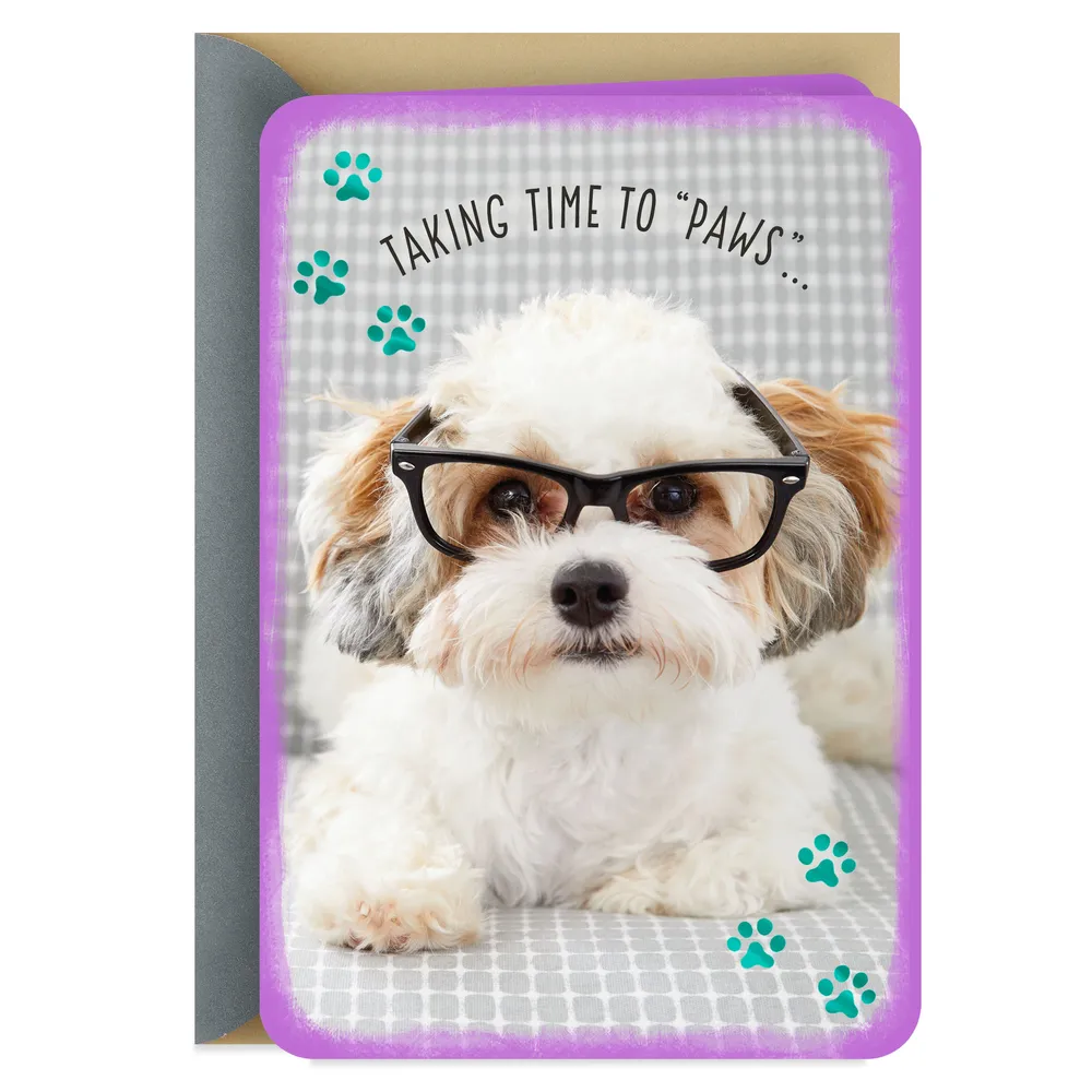 Dog Wearing Glasses Thinking of You Card