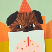 Birthday Card (Puppy in a Party Hat)