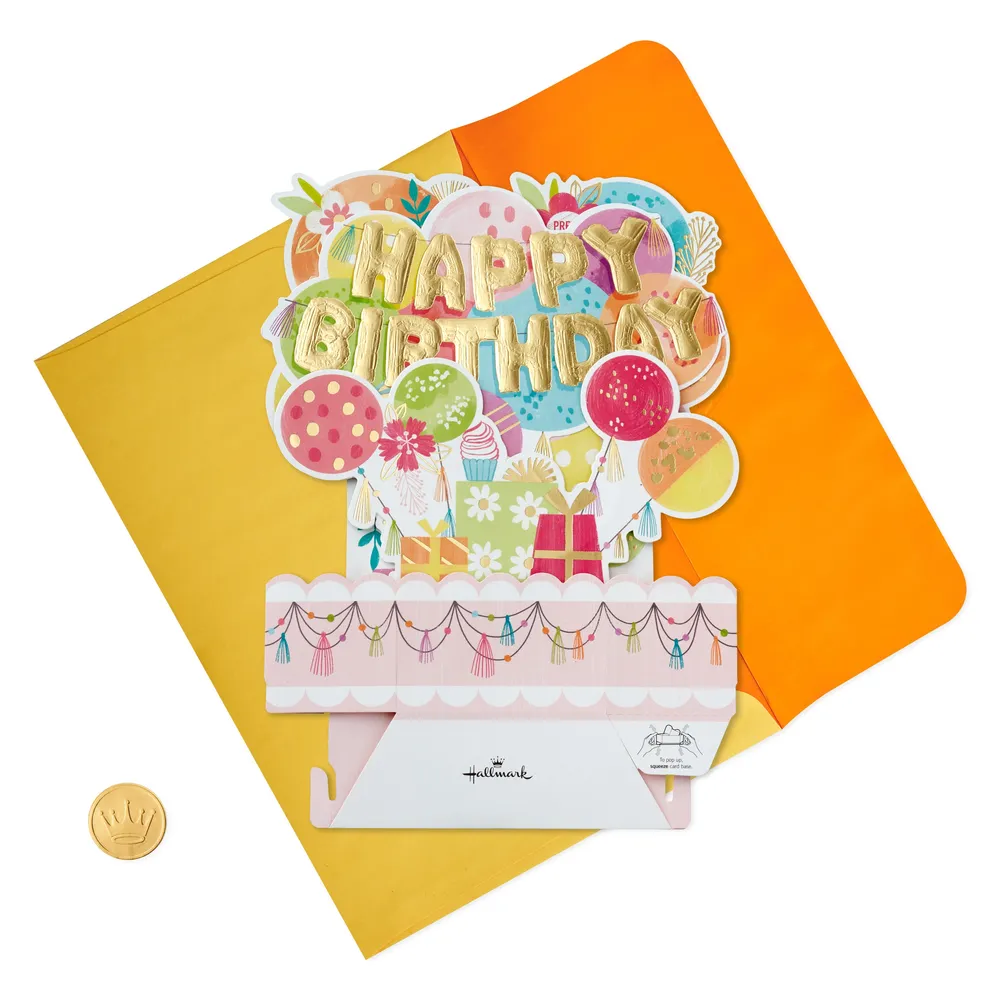 Hallmark Paper Wonder Musical Pop Up Birthday Card (Mylar Balloon  Explosion, Plays Happy Birthday)