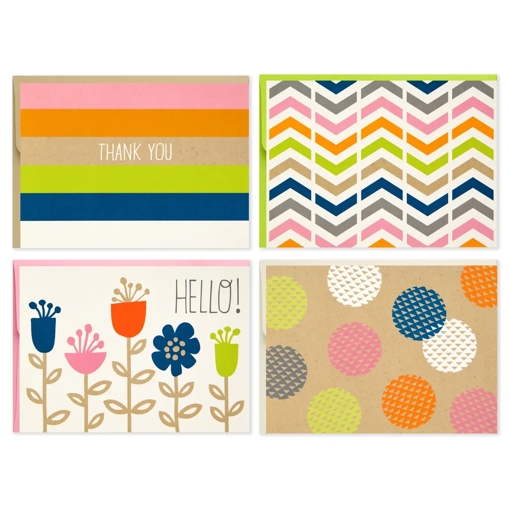 Blank Cards (Stripes, Dots, Flowers, 40 Cards with Envelopes)