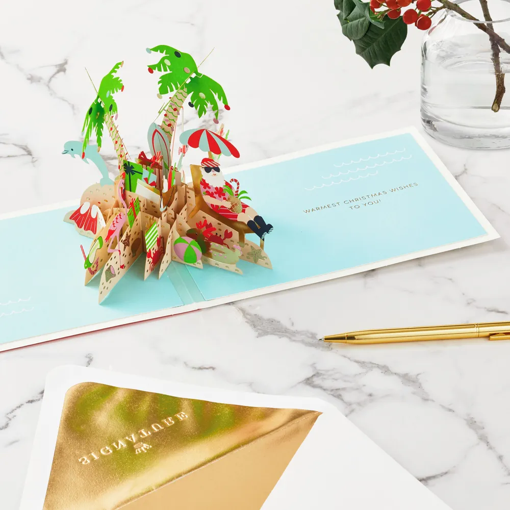 Signature Paper Wonder Pop Up Christmas Card (Tropical Santa)