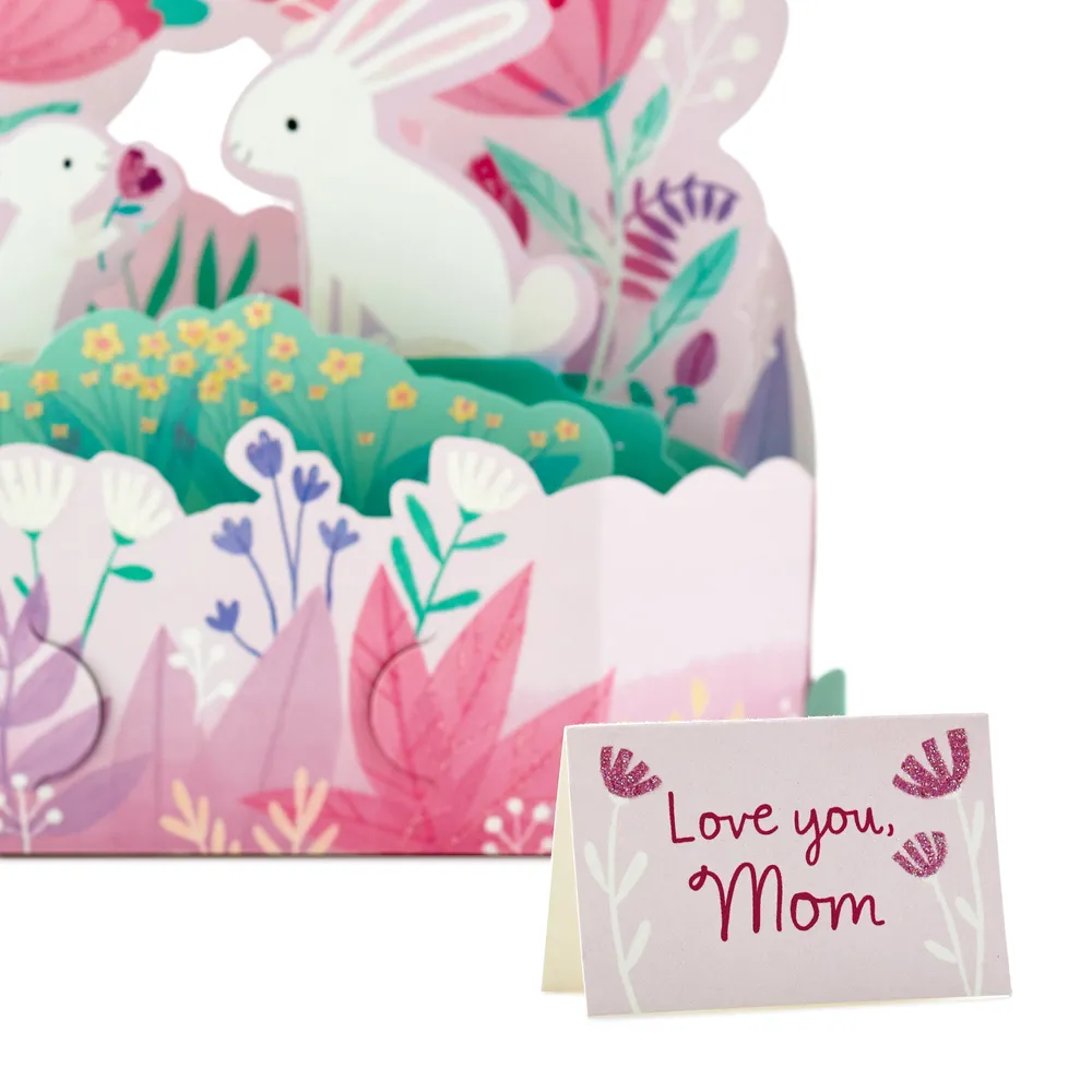 Paper Wonder Displayable Pop Up Birthday Card for Mom or Mothers Day Card (Bunnies)