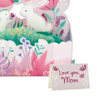 Paper Wonder Displayable Pop Up Birthday Card for Mom or Mothers Day Card (Bunnies)