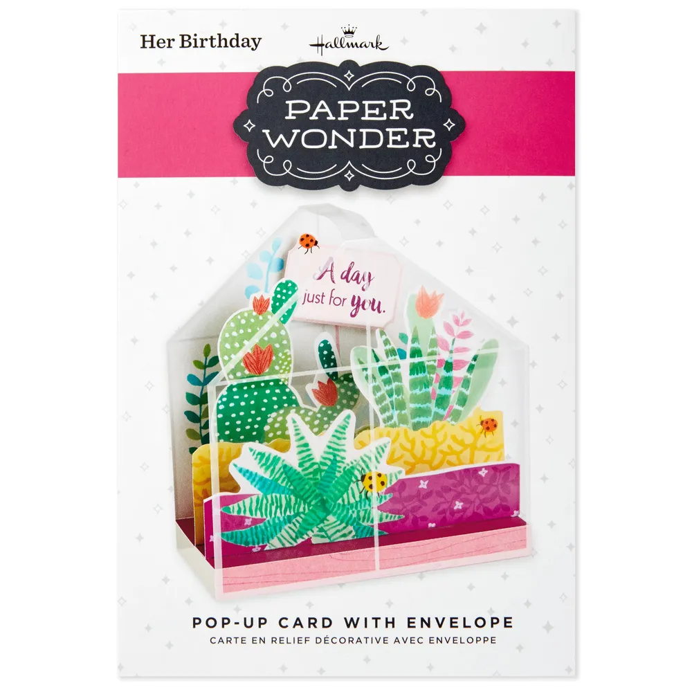 Paper Wonder Displayable Pop Up Birthday Card (Succulents)