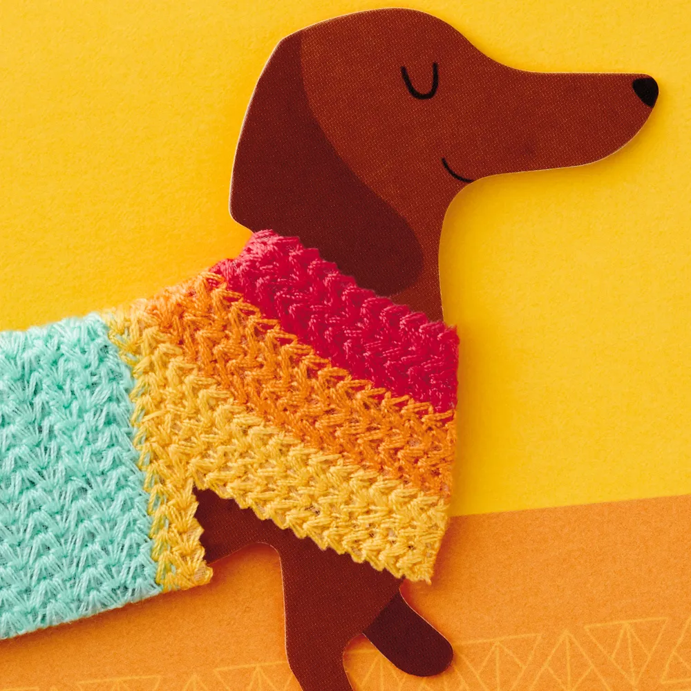 Wiener Dog in Sweater Birthday Card