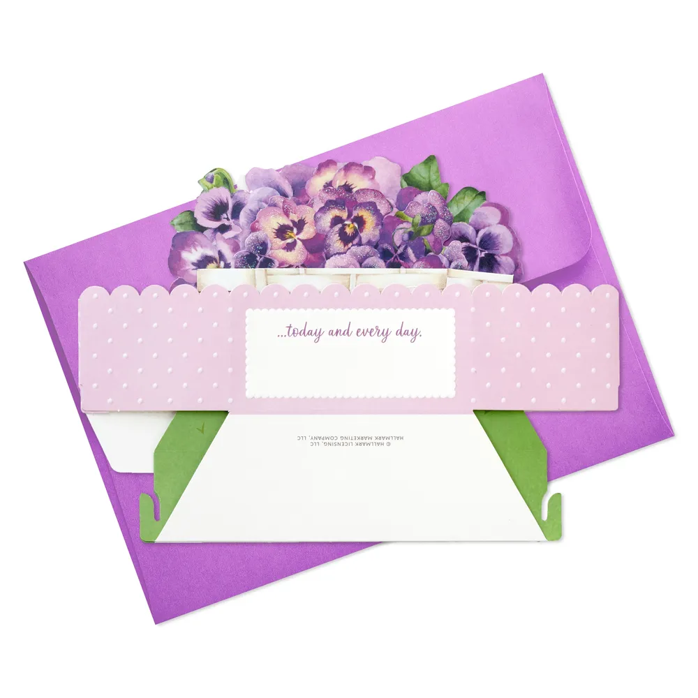 Paper Wonder Pop Up Birthday Card for Women (Cart of Pansies)