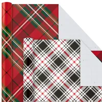 Christmas Wrapping Paper Bundle with Cut Lines on Reverse, Plaid (Pack of 4, 120 sq. ft. ttl)